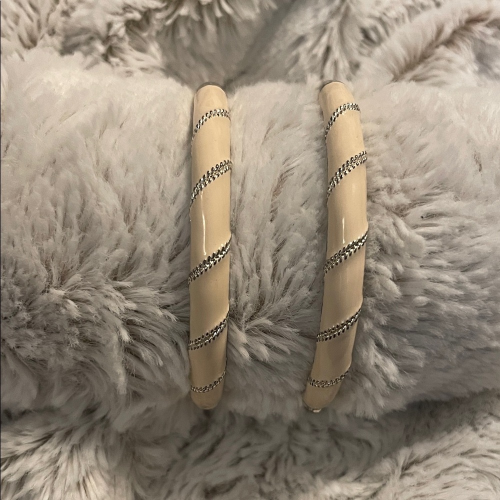 Cream and Silver bracelets